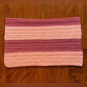 Handmade Striped Crochet Baby Blanket Afghan 34”x26”